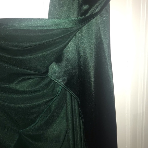 Emerald Green Split Prom Dress - Picture 4 of 7